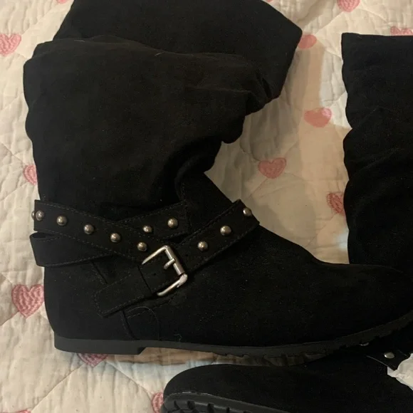 Kohl's Black Over the Knee Boots with Silver Studs - Picture 3 of 3